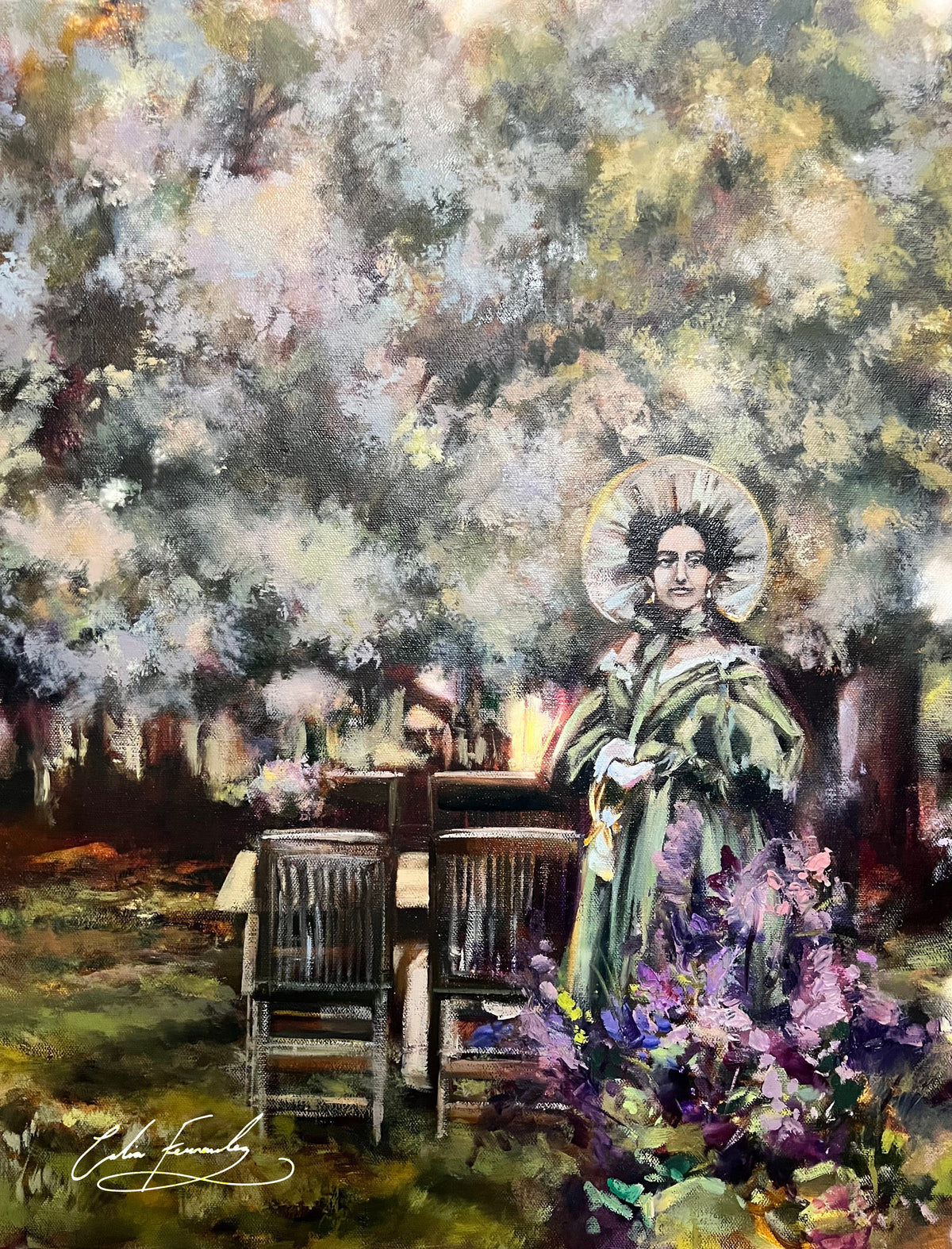 Tal in field of Hydrangeas